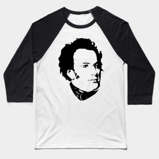 Franz Schubert Black On White Baseball T-Shirt